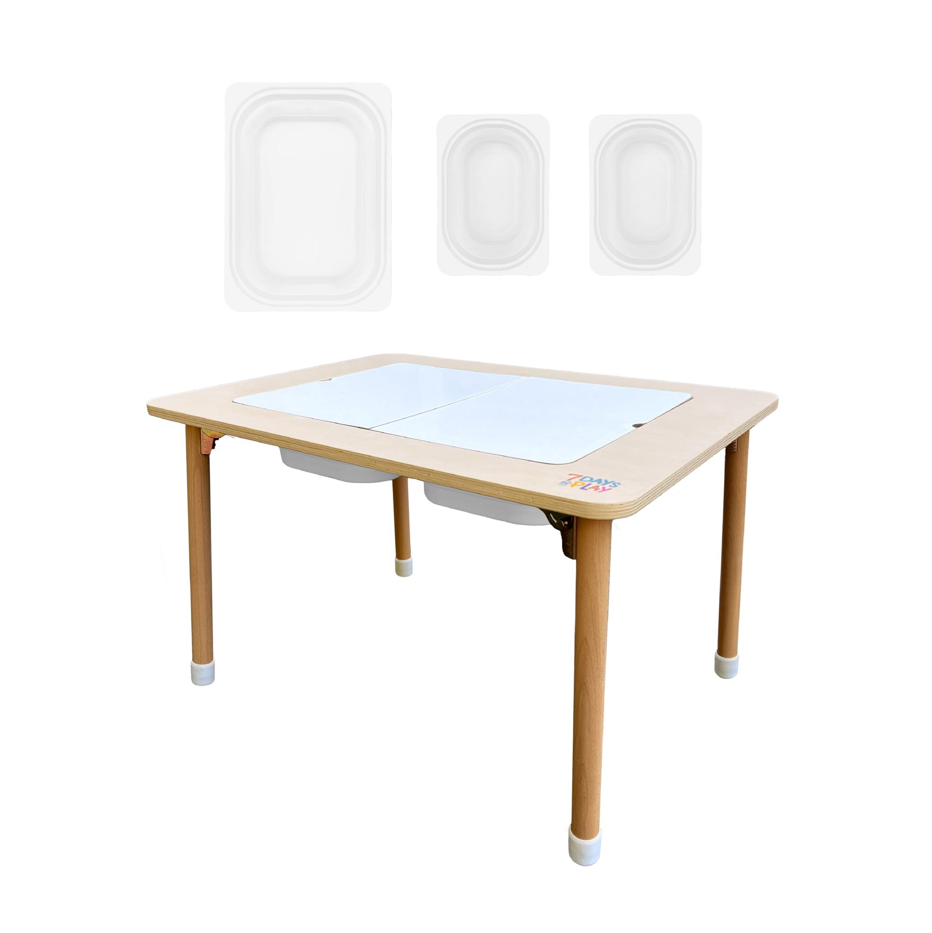 Customized Children's Sensory Play Activity Table with Foldable Table Legs Storage Bin and Lid