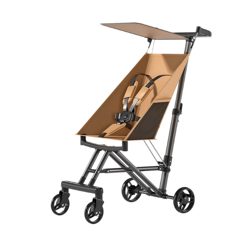Children's Stroller Four-Wheel Stroller Foldable Baby Stroller Lightweight Folding Four-Wheel Stroller