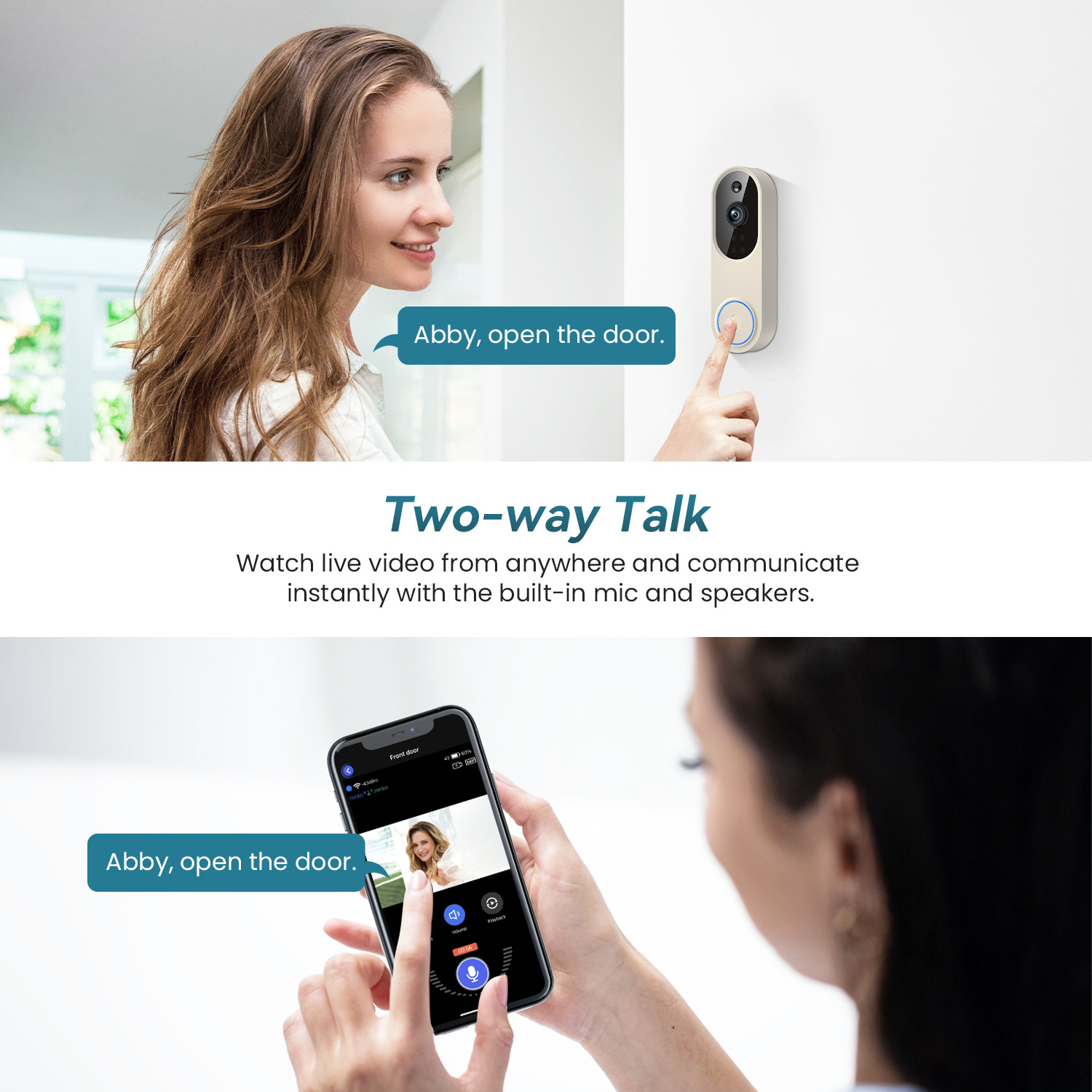 Video Doorbell Camera Home wifi Smart Intercom Doorbell Remote Monitoring Humanoid Recognition HD Night Vision