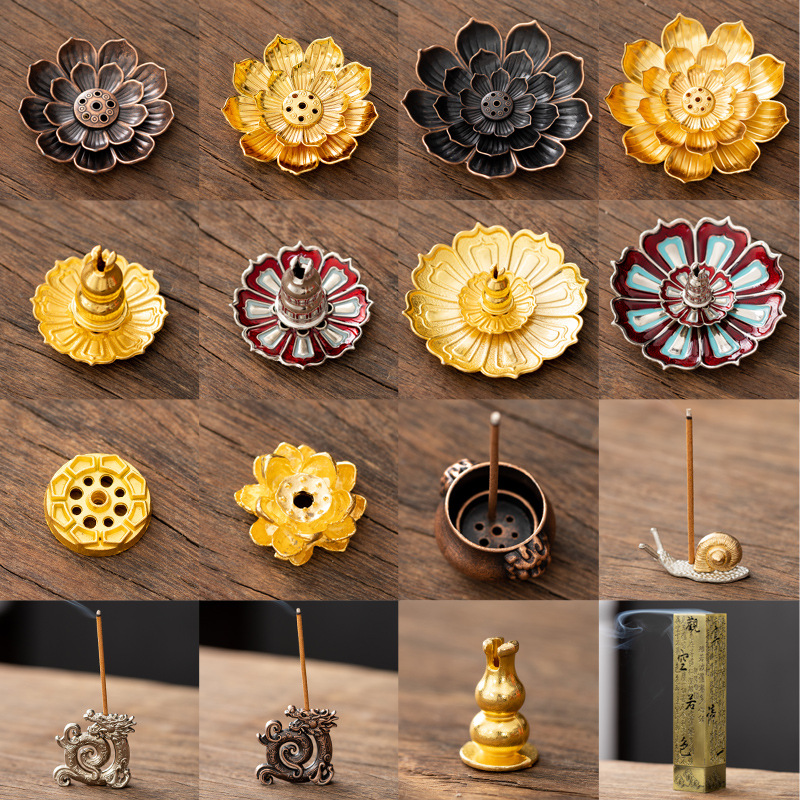 Lotus Porous Line Incense Insertion Household Antique Incense Plate Zen Buddha Incense Seat Indoor Incense Lotus Incense Insertion Sandalwood Stove