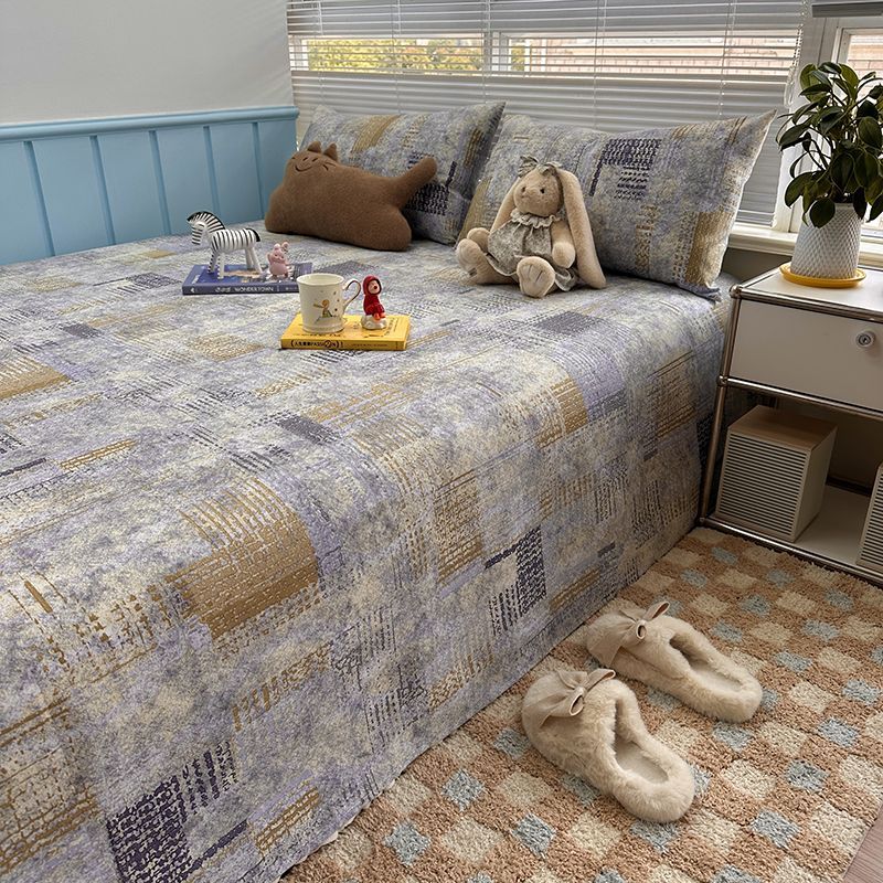 Summer Sweat-Absorbent and Breathable Old Coarse Cloth Three-Piece Set Cotton and Linen Thickened Summer Mat Mat Amazon