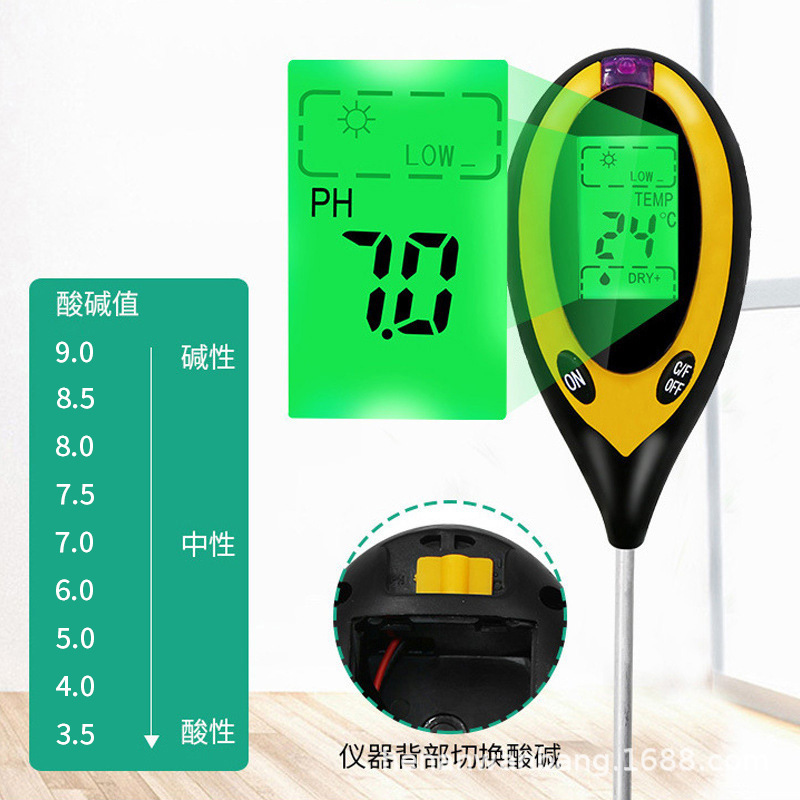 Foreign Trade Quality Four-In-One Soil Tester Soil Ph Meter Thermometer Soil Moisture Meter