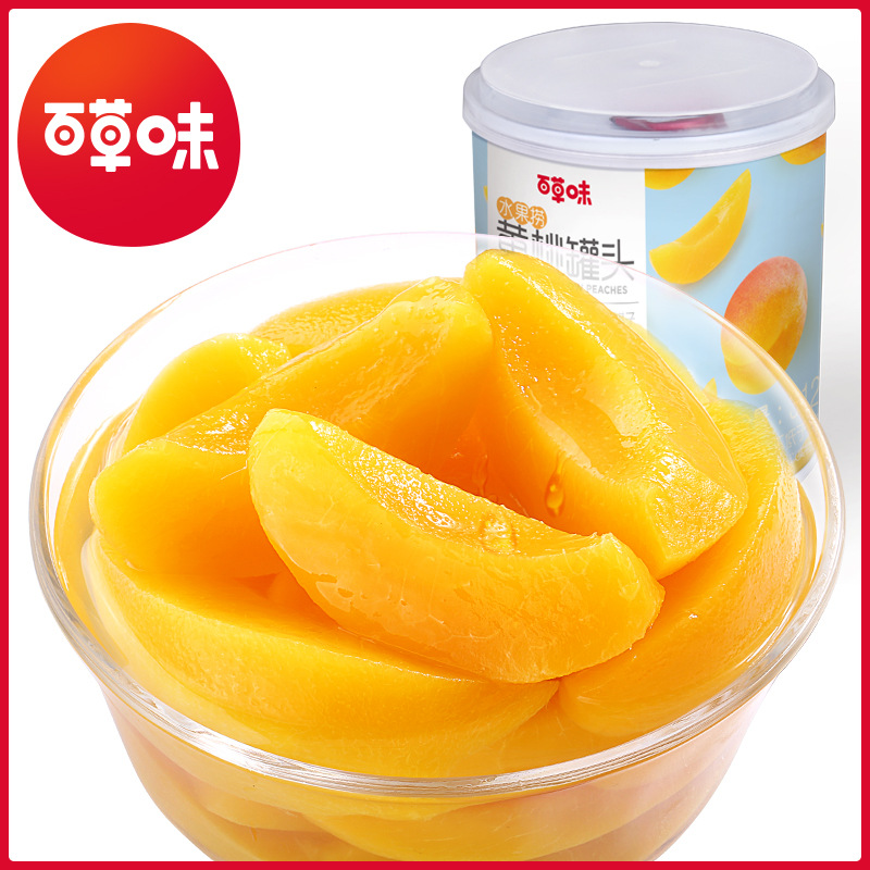 Baicao Flavor Canned Yellow Peach 312g Box Size 24 Fresh Fruit Baked Peach Canned Wholesale Bottled Fresh Fruit Canned