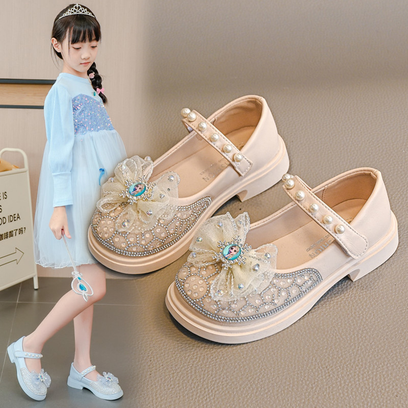 Children's Shoes Girls Princess Shoes Spring & Fall 2025 New Fashion Soft Bottom Little Girl Leather Shoes Rhinestone Baby Crystal Shoes