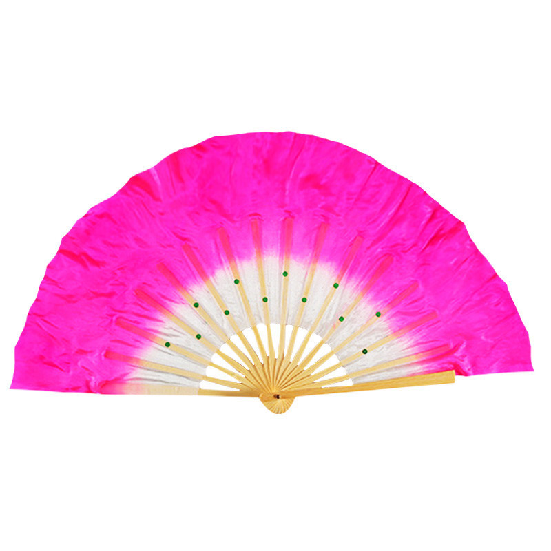 Wholesale Dance Fan 33.3cm Simulated Silk Fan Transition Fan Yangko Fan Gradient Color Adult and Kidsren Dance Fan