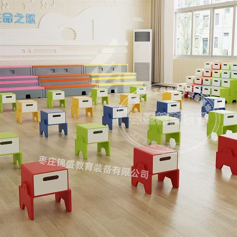 Multifunctional Plastic Music Stool Three Sitting Injection Molded Music Stool Drawer Storage Music Stool Building Blocks Chorus Stool