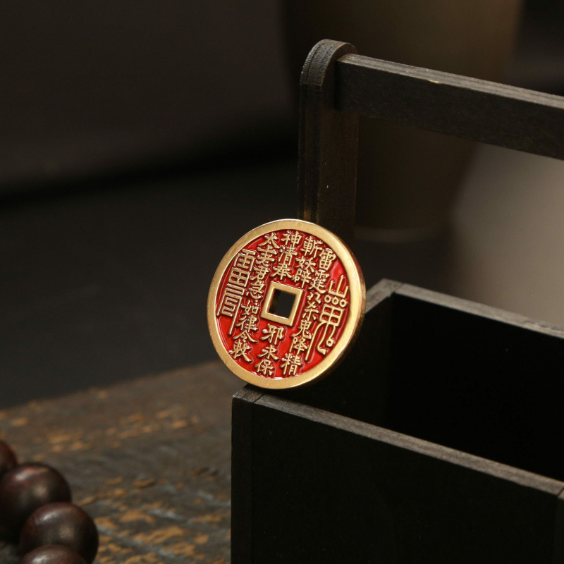 Extra Large Thickeneded Brass Mountain Ghost Money Imitation Cinnabar Mountain Ghost Money Antique Bagua Copper Coin 6Cm8Cm Large Size Coin