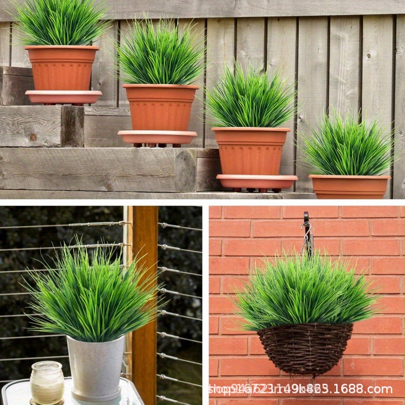 Amazon Spring Color 7-Pronged Spring Grass Plant Artificial Fake Flowers Autum Wedding Decoration Plastic Flowers and Green Plants Wholesale Aquatic Plants