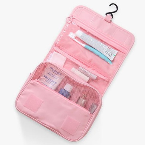 New Twill Flip-Top Toiletry Bag, Travel Portable Hand-Held Cosmetic Bag, Large Capacity Waterproof Storage Bag, Manufacturer Wholesale