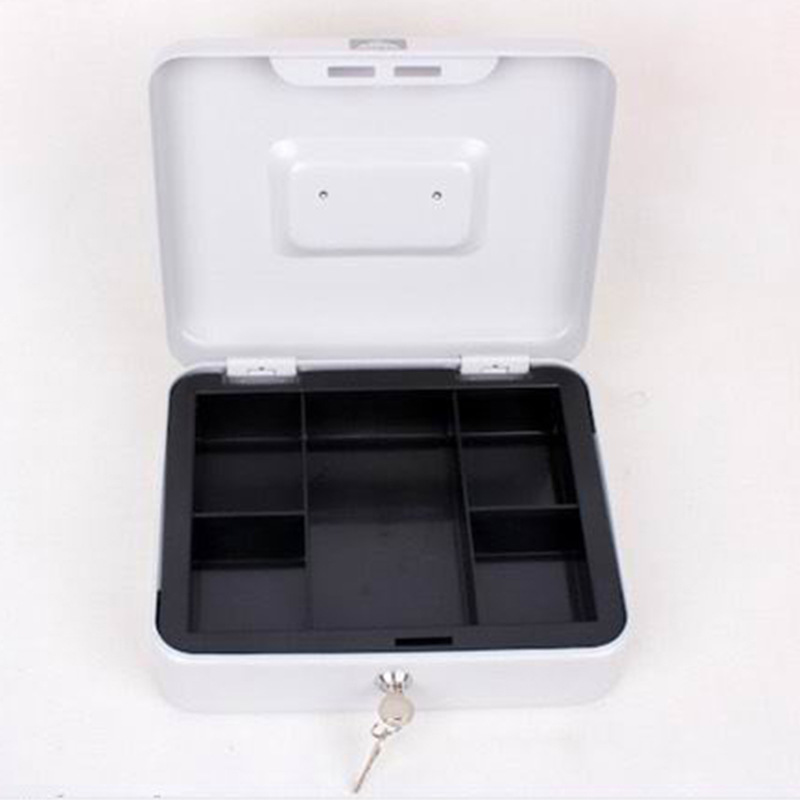 Source manufacturer Jelice double-layer cash box wholesale metal Cash change box portable lock storage box