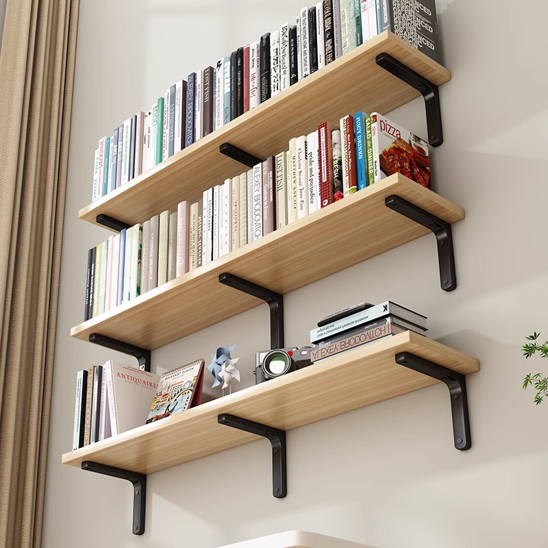 Wall Storage Rack Wall One-Word Board Wall Hanging Paint-Free Board Wall Hanging Bookshelf Wooden Partition Suspended Storage Board