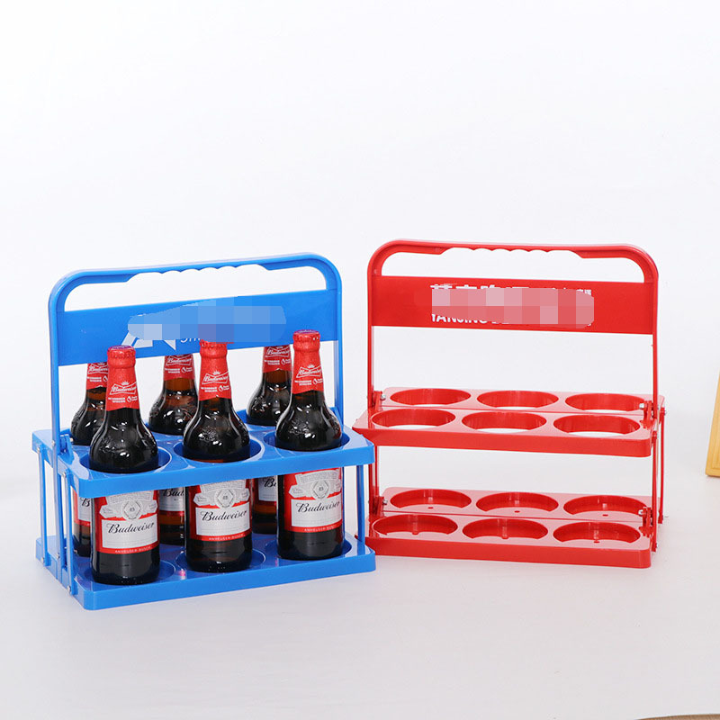 Folding Plastic Beer Basket Satchel KTV Bar Wine Rack Beer Basket Beer Rack Handle Basket Wholesale