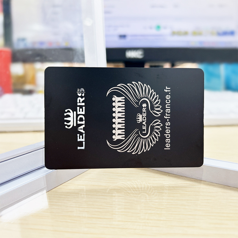 Stainless Steel Electroplated Matte Black Metal Card Bank Vip Card Cut Out Logo Screen Printing Laser Engraving Process Production