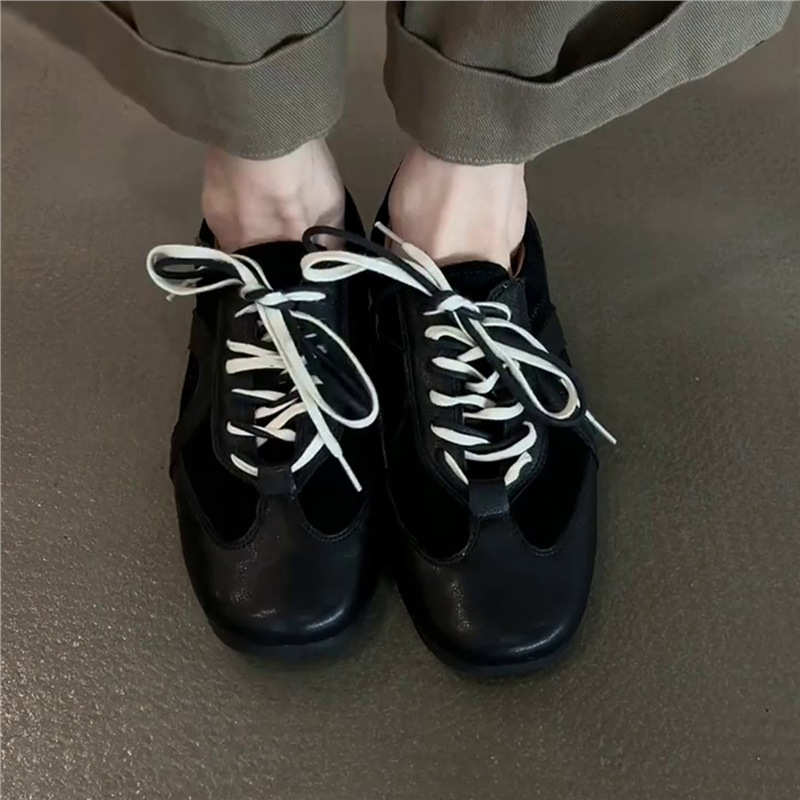 Sheepskin Version ~ Fashionable and Comfortable Round-Toe Lace-Up Moral Training Shoes, Retro Forrest Gump Shoes, Women's Casual Sneakers, Trendyy Flats