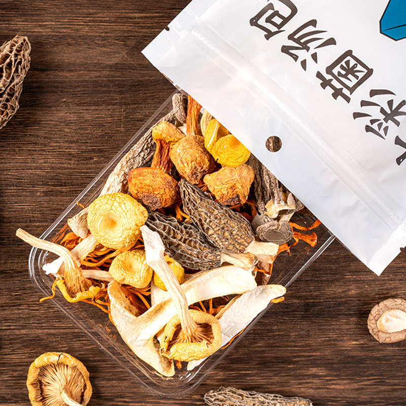 Yunnan specialty colorful mushroom soup bag mushroom soup Morchella cordyceps flower velvet mushroom dry goods source factory on behalf