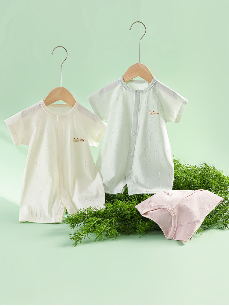Newborn Baby Clothes Summer Short-sleeved Buckle Thin Children's Climbing Suit