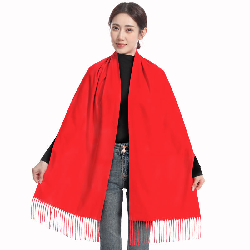 Red Scarf Chinese Red Custom Printed Logo Mulberry Silk Short Beard Scarf Corporate Event Class Reunion Printed Embroider