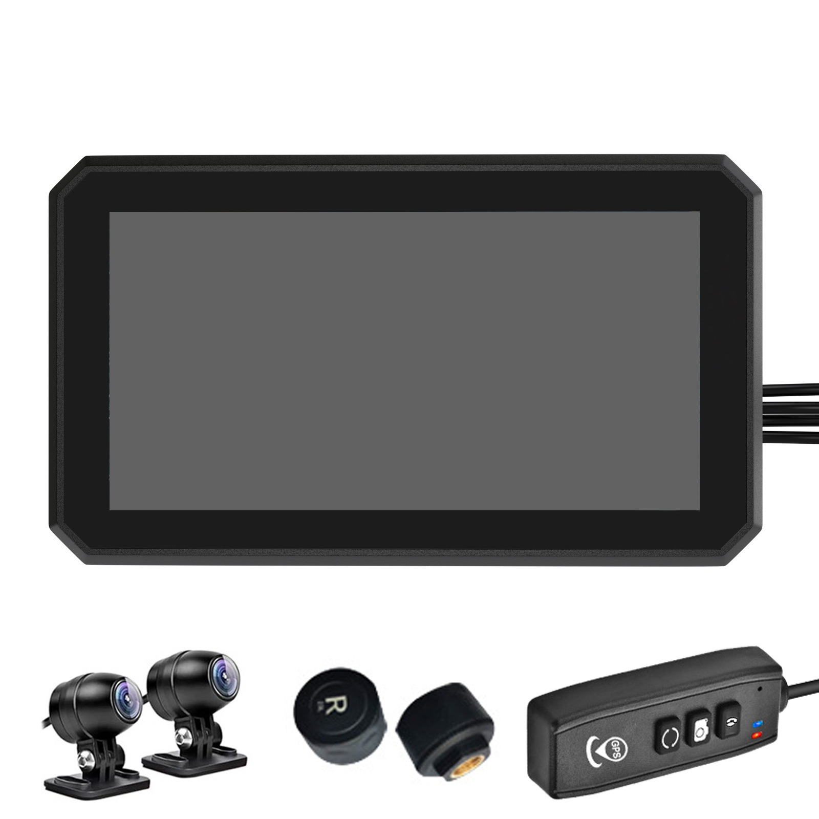 Waterproof 5.5 inch large screen car navigator motorcycle recorder carplay projection screen tire pressure before and after double recording