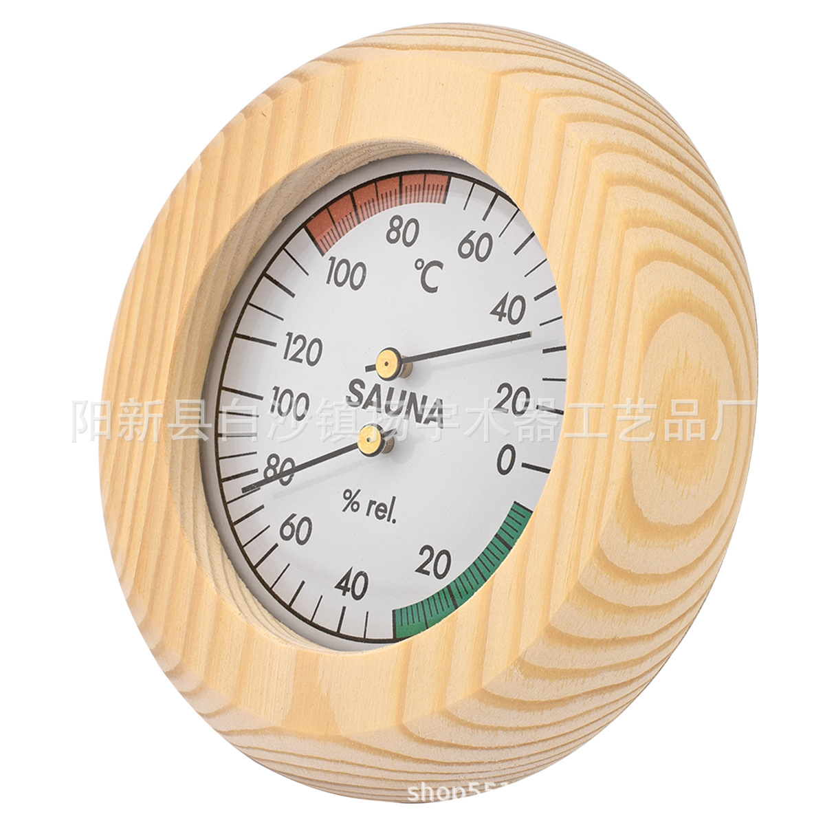 Factory Direct Sales of Sauna Room Special Round Wooden Frame Sauna Room Temperature and Humidity Meter Sauna Thermometer Sauna Humidity