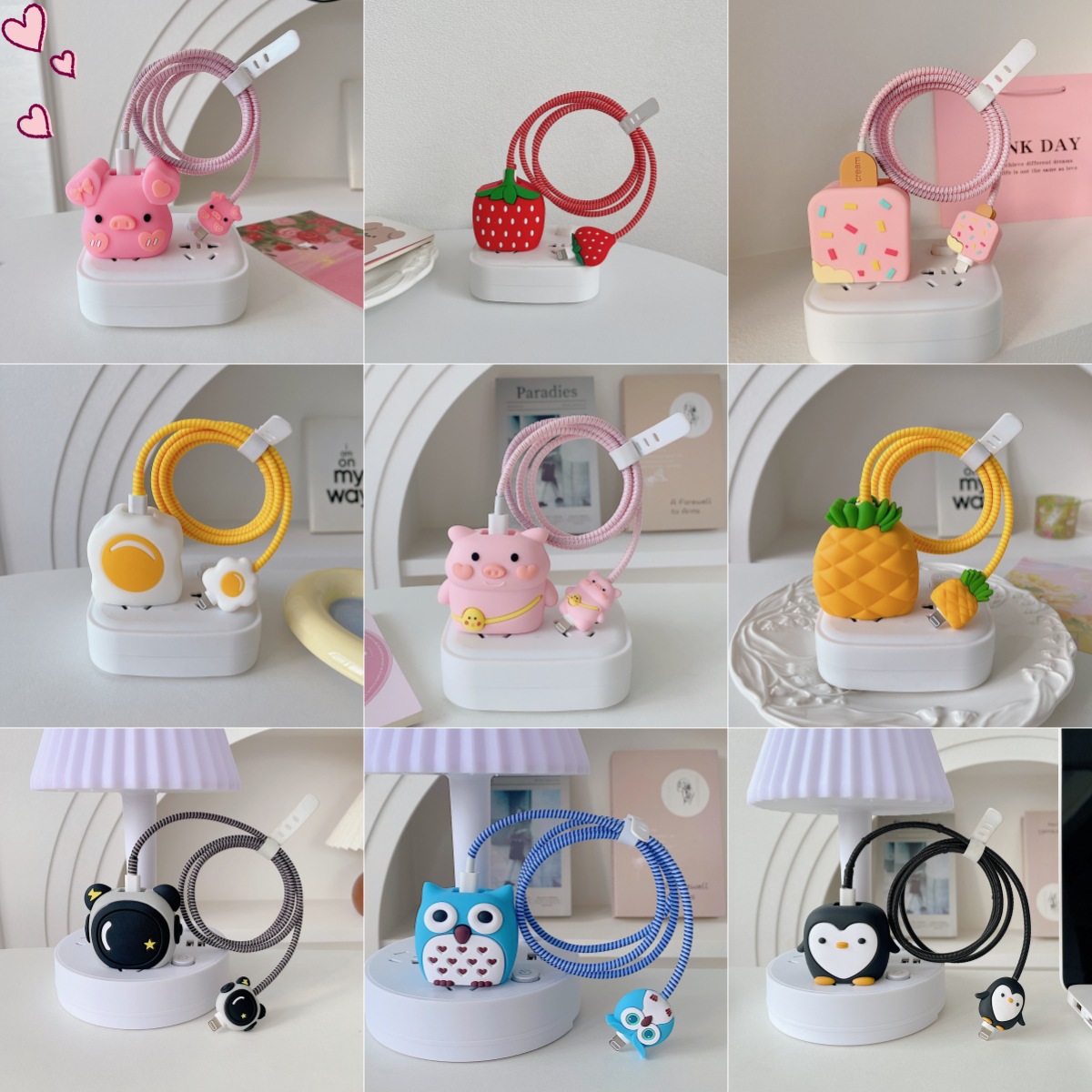 Cross-Border Applicable Apple 18/20W Cartoon Data Cable Protective Cover Strap Winding Rope Storage Cute Cable Manager