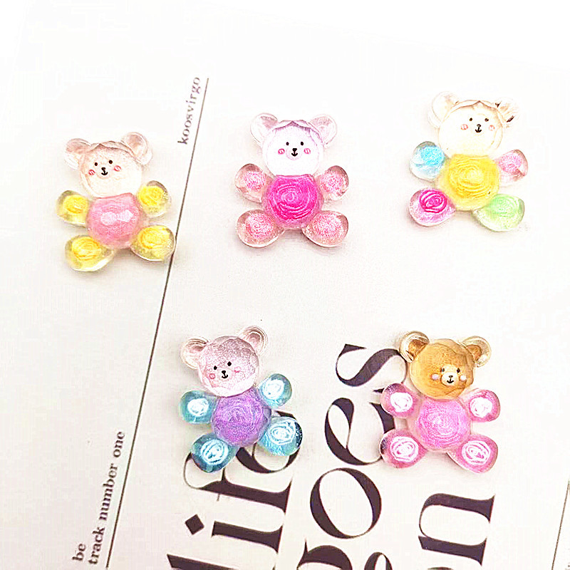 Highly Transparent Pearlescent Faceted Cartoon Graffiti Bear Resin Accessories DIY Mobile Phone Case Shoe Buckle Hair Accessories Accessories