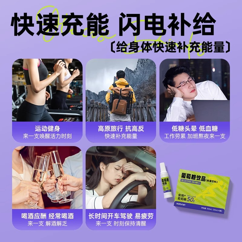 Glucose Oral Liquid for Adults, High Glucose, Hypoglycemia, Glucose Drink, Anti-High Altitude Reaction, Oral Administration