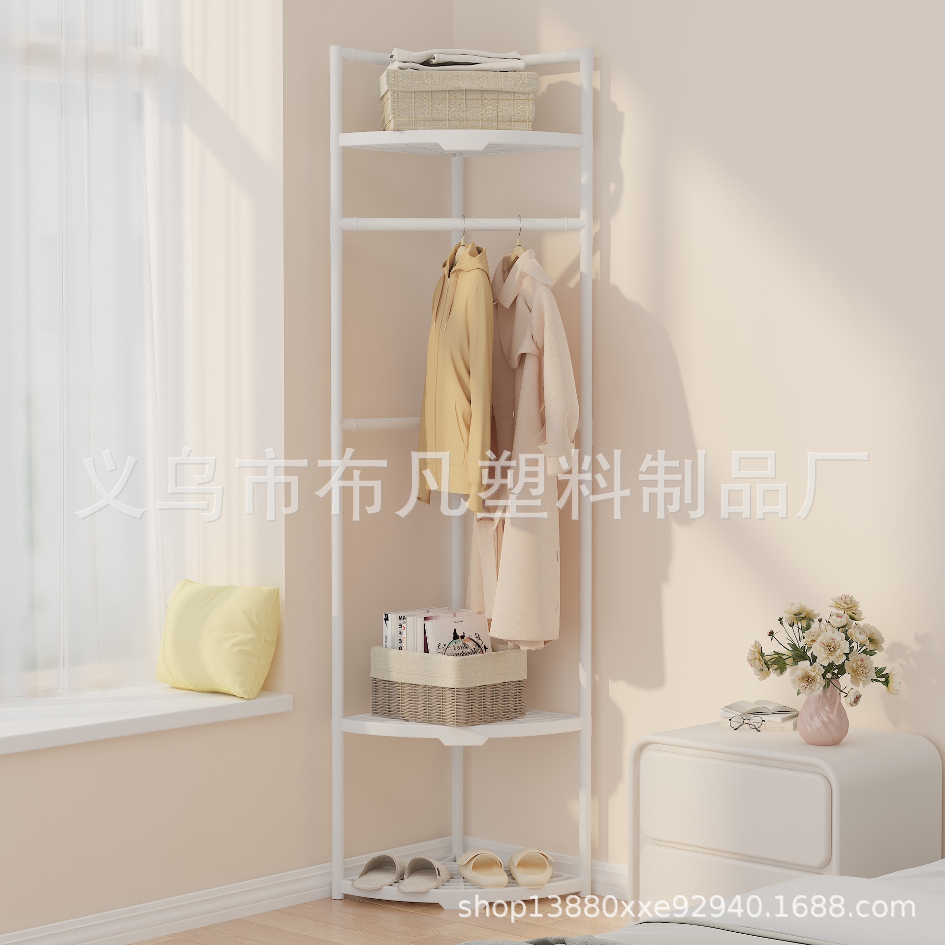 Cross-Border New Corner Coat Rack, Floor-Standing Bedroom Coat Rack, Balcony Clothes Rack Display Rack