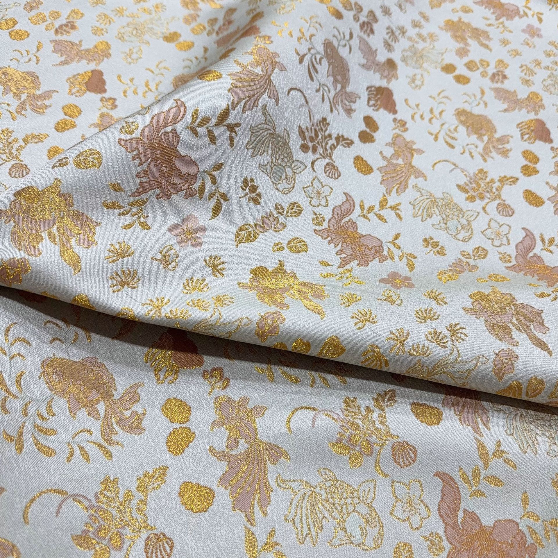 Algae Pattern Goldfish Imitation Song Brocade Short Skirt, Mamian Skirt, Vest Jacket, New Chinese Antique Handmade Baby Clothes Fabric Wholesale