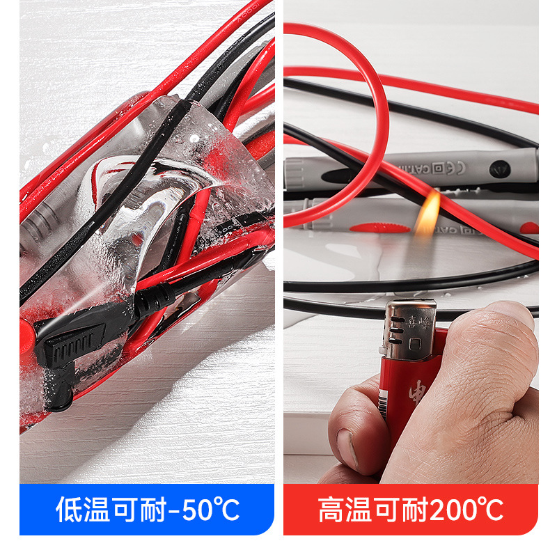 Thickened High Temperature Resistant Red and Black Multimeter Pen Universal High Quality Silicone Wire 20a Steel Needle Multimeter Pen