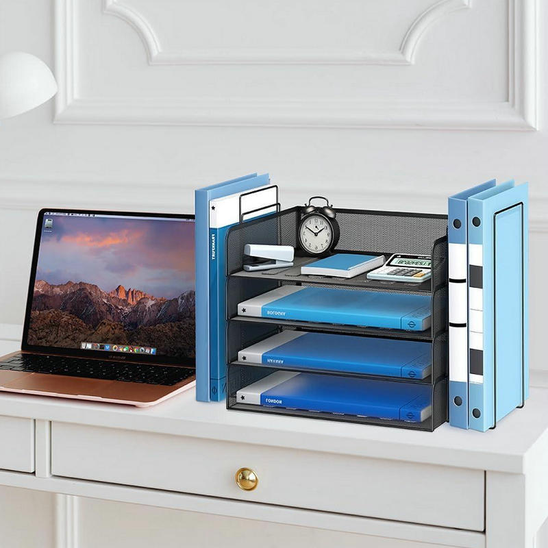 Amazon Desktop Bookend File Storage Rack Stackable Four-Layer File Tray File Management Rack Office Supplies