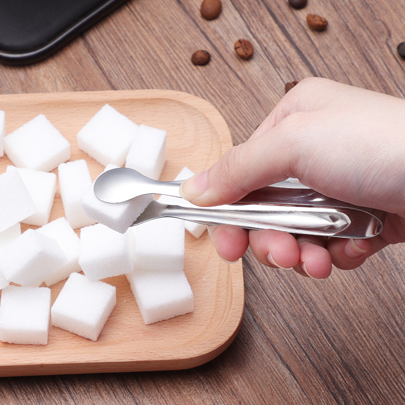 Cross-Border 304 Stainless Steel Ice Tongs, Sugar Cube Tongs, Ice Cube Clips, Small Ice Tongs, Restaurant Food Clips