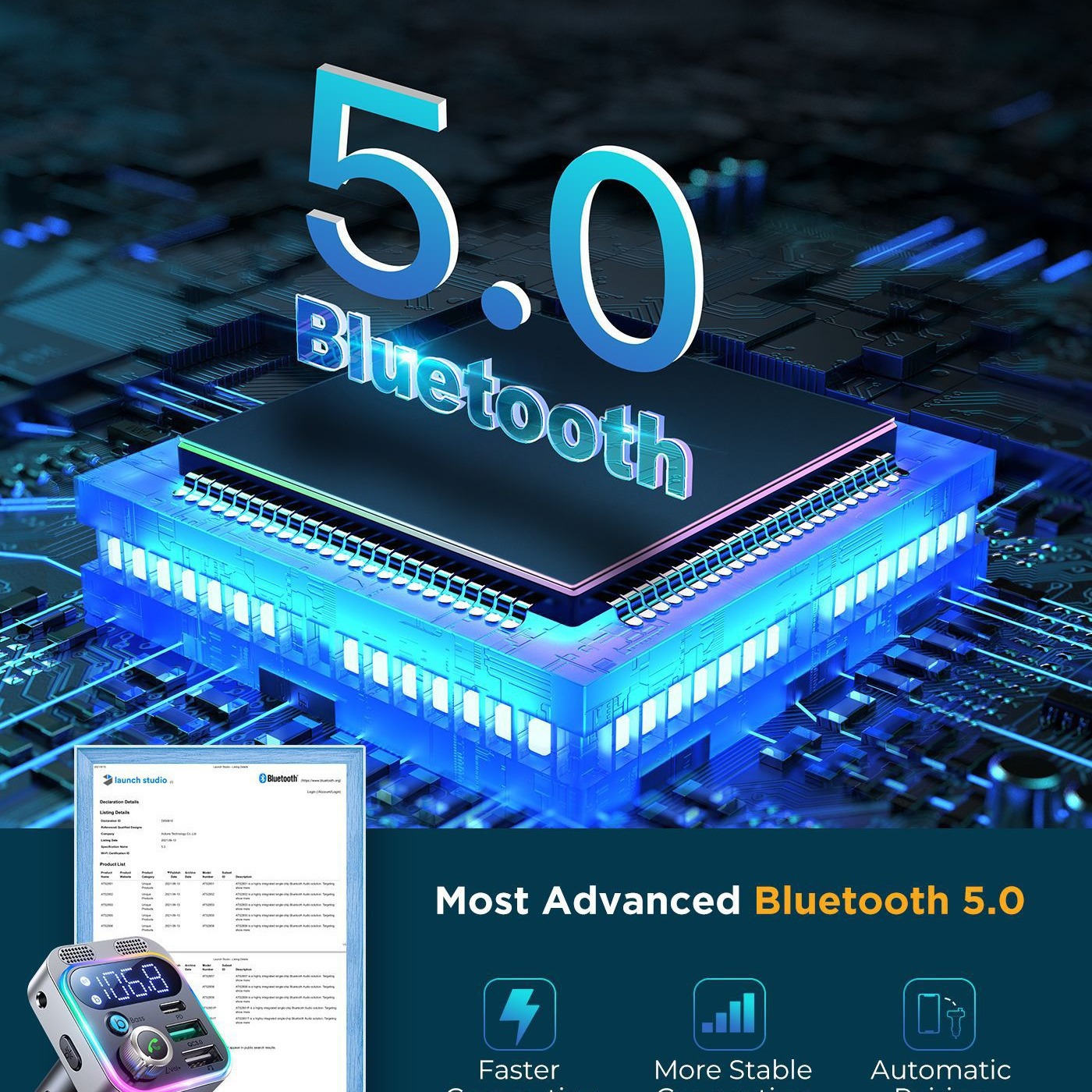 P17 Car Bluetooth MP3 Music Player Car FM Transmitter PD20W QC3.0 Car Phone Charging