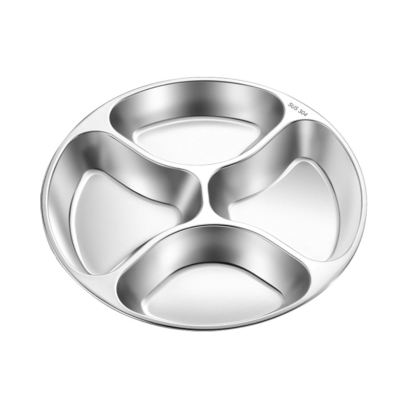 304 Stainless Steel Fast Food Plate for Adults and Students, Divided Lunch Box, Lunch Plate, Office Worker Canteen Meal Plate, Lunch Box Bowl