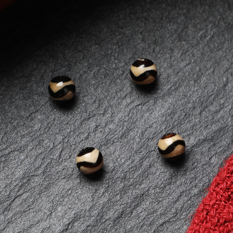 Tiger Tooth Dzi Agate Spacer Beads DIY Beaded Multi-Treasure Style Bracelet Necklace Round Bead Accessories Buddhist Bead Accessories