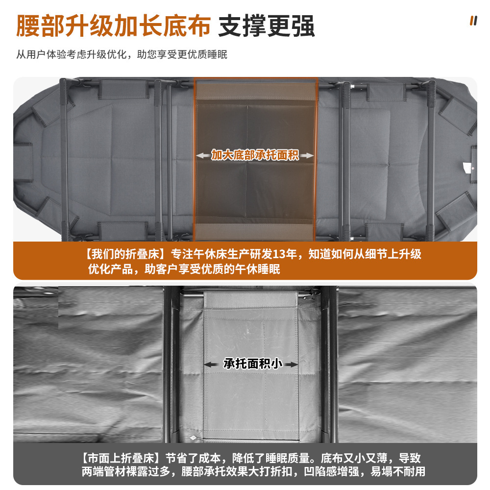 Lunch Break Folding Bed Outdoor Single Bed Simple Portable Office Nap Army Bed Multifunctional Recliner Accompanying Bed