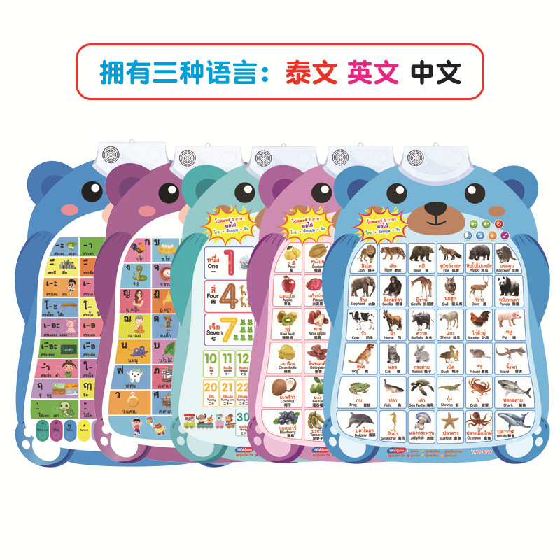 Thai Language Audio Wall Chart Thai Alphabet Wall Sticker Finger Point Reading Thai Toy Interactive