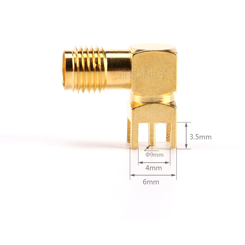 Rp-Sma Male Connector Sma Female Socket Four-Pin Reverse Polarity Sma Female Connector 90-Degree Bent Pcb Soldering Board Connector