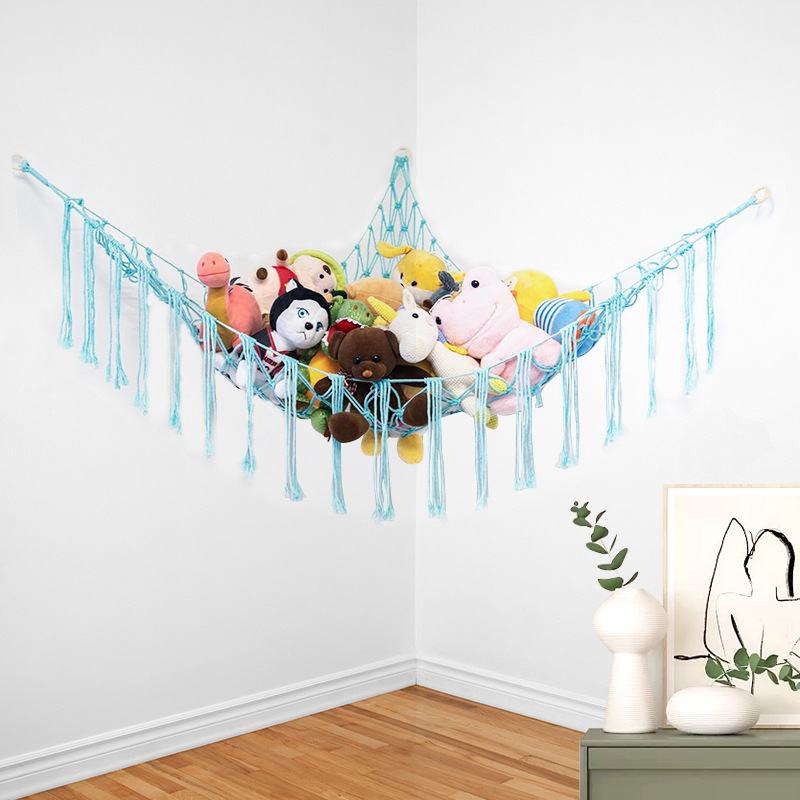 Cross-border Children's Room Doll Storage Net Bag Hand-woven Cotton Rope Storage Net Bag Doll Toy Wall-hung Hammock