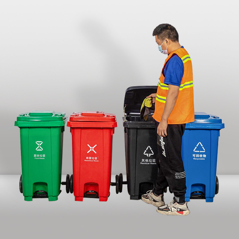 Wholesale 100L Foot-Operated Open Lid Trash Can, Small Restaurant Kitchen Waste Sorting Bucket, Hotel Entrance Foot-Operated Trash Can