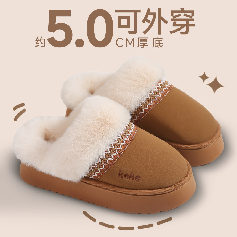 Качественные зимние тапочки для женщин, стиль Fair Isle, универсальные зимние ботинки, удобные, с флисовой подкладкой, толстосоленные, закрытые, теплые