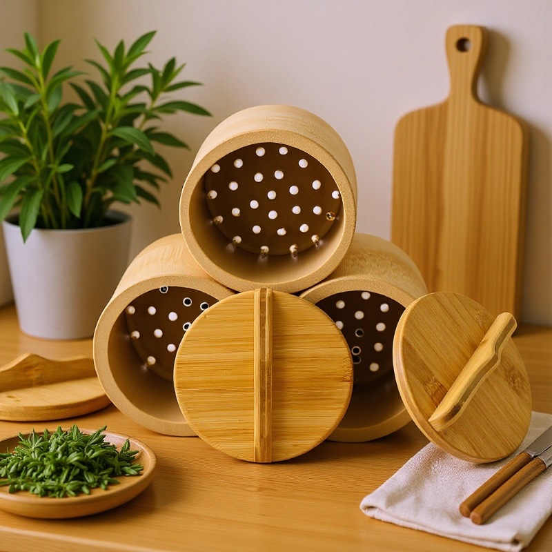 Natural Bamboo Steaming Rice Bucket, Handmade Bamboo Steaming Tool, Bamboo Steamer, Bamboo Steaming Basket, Bamboo Steamer with Lid