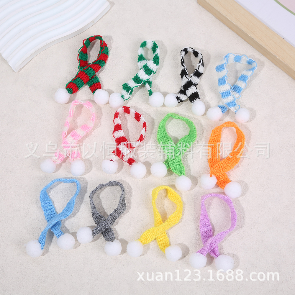 In-Stock Mini Knitted Scarf Toy Doll Decoration Little Yellow Duck Christmas Bag Hat Pendant