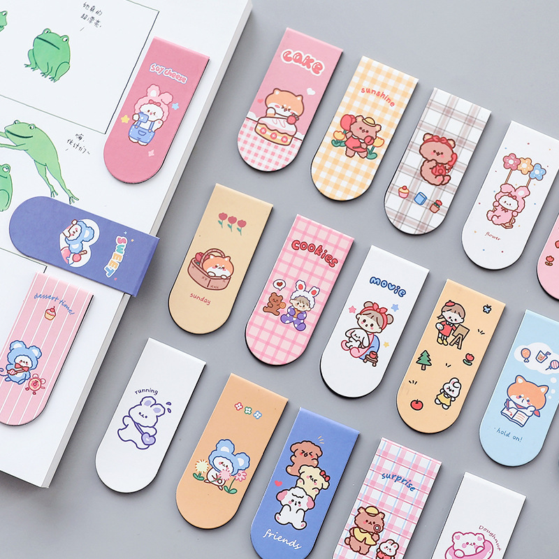 Magnetic Bookmark Small Batch LOGO with Pictures Cartoon Cute Folded Paper Magnetic Bookmark Double-sided Amazon
