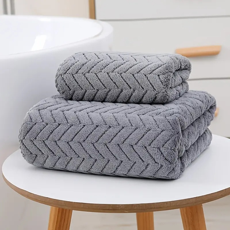 Cross-border Labeling Temu Hair Towel Warp Knitted Coral Fleece Wheat Ear Wrapping 70140 Bath Towel Beach Towel