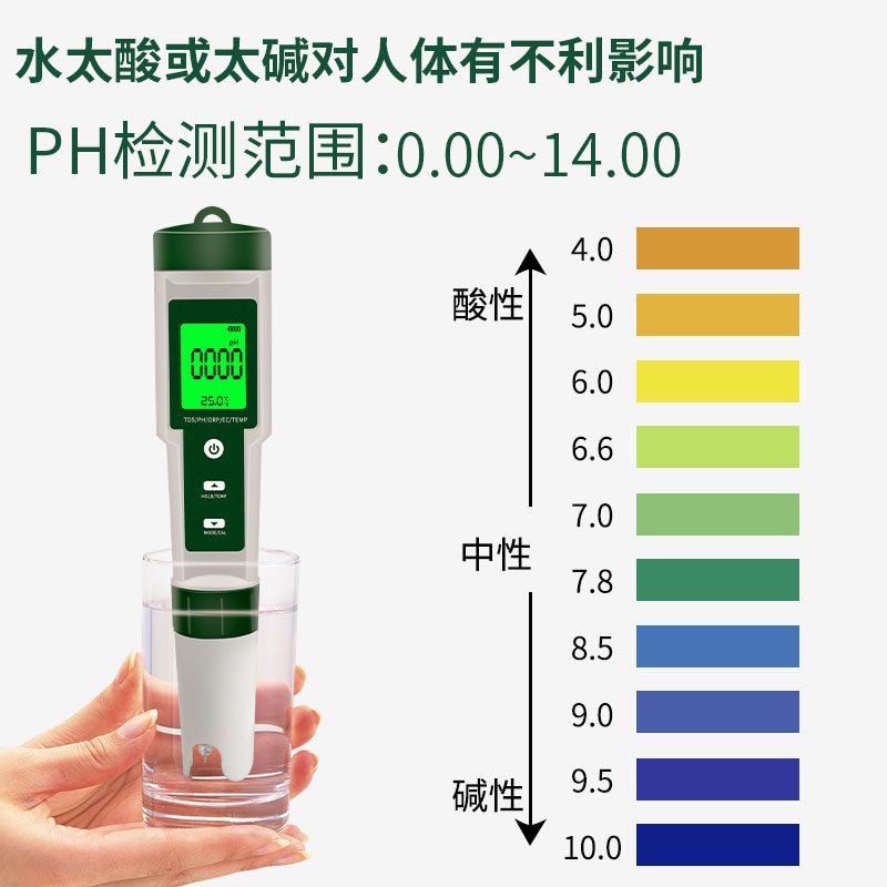 Water Quality Testing Five-In-One Tester Ph/Tds/Ec/Orp Negative Potential/Temperature Detection Pen Ph Meter 9910