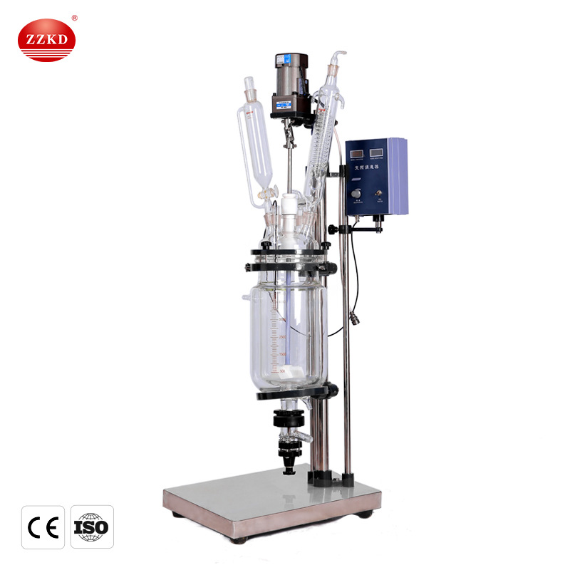 Double-Layer Glass Reactor Manufacturer Supplies 1L-100L Laboratory Distillation Extraction Double-Layer Glass Stirring Reactor