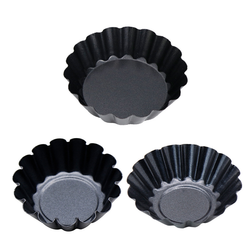 Reusable carbon steel egg tart mold oven baking round lace bowl cake household non-stick carbon steel chrysanthemum