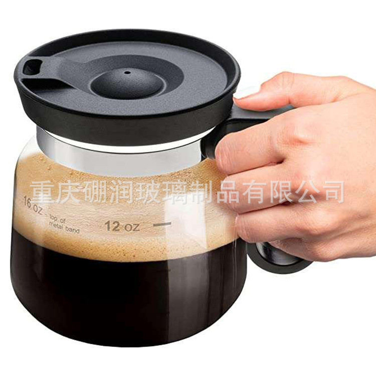 Factory wholesale high borosilicate glass coffee pot mug with silicone lid camping conference home office gift