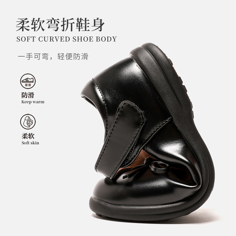 Girls' Leather shoes 2023 New Girls' British style Primary School student performance shoes Children's black single shoes College Princess