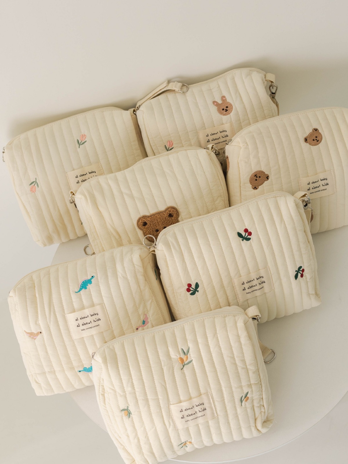 in stock South Korea ins2021 New Zipper Embroidery Yan Cotton Mummy Bag Baby Trolley Hanging Bag Diaper Bag